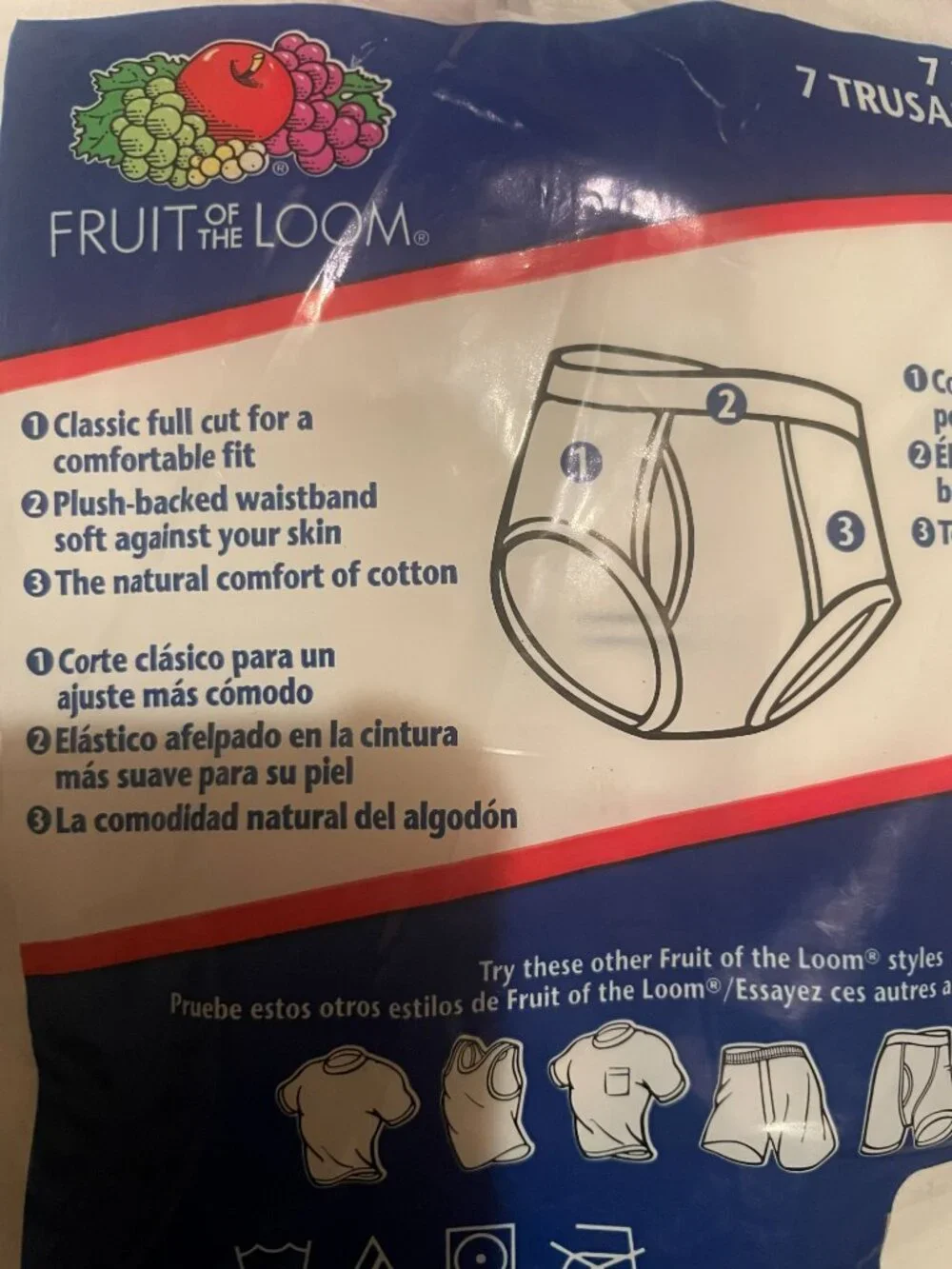 Fruit of the Loom 7 Pack Big Men's Briefs 46-48 2X